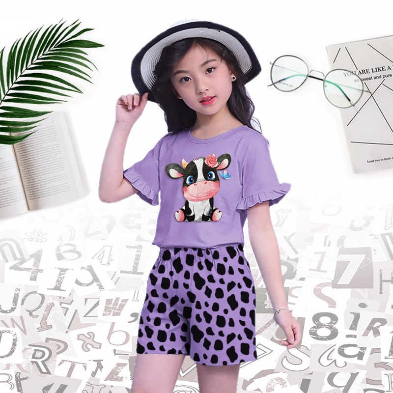 RILLO - SETELAN ANAK PEREMPUAN MODEL TANGAN TEROMPET COW 1 - 7 TAHUN FASHION KOREA