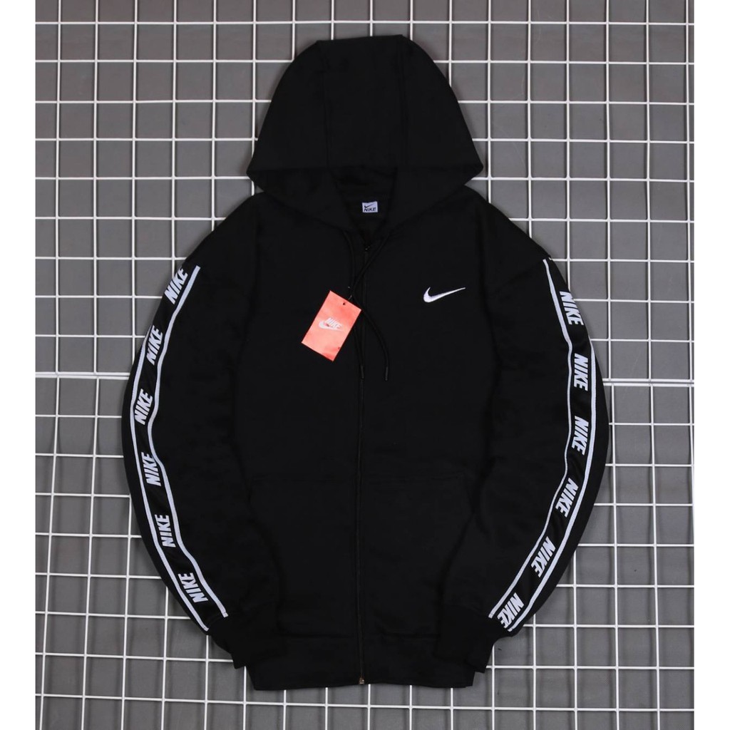JAKET SWEATER HOODIE ZIPPER NIKE PREMIUM BLACK