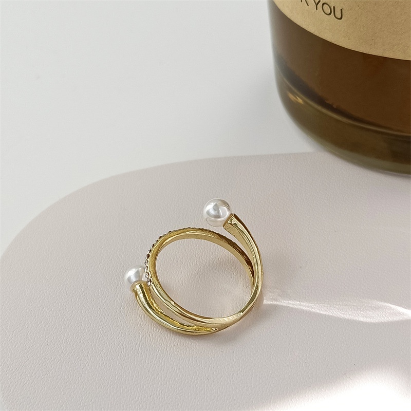 Korean Pearl Ring Female Fashion Personality Index Finger Ring Rhinestone Rings