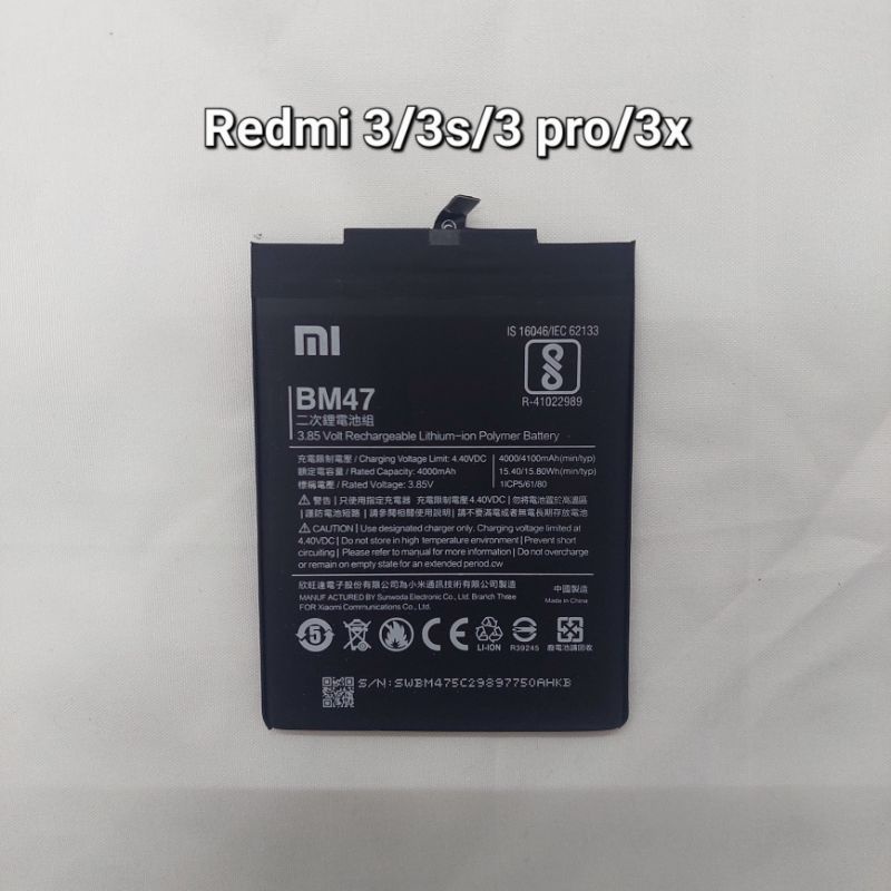 baterai Redmi 3/Redmi 3s/Redmi 3 pro/Redmi 3x