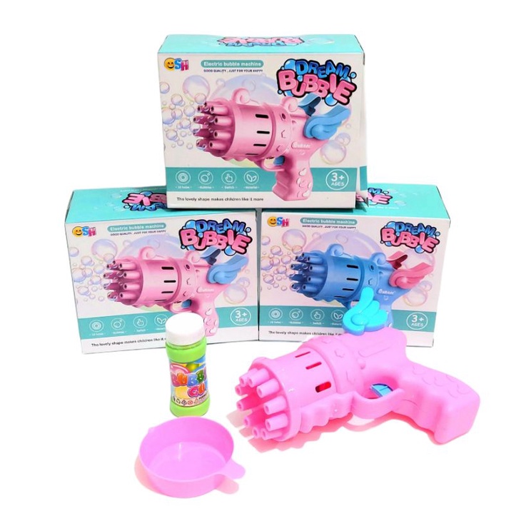 Mainan anak bubble dream pelembung / Pistol gelembung sabun Otomatis Bubble Gun WINGS 10 mata