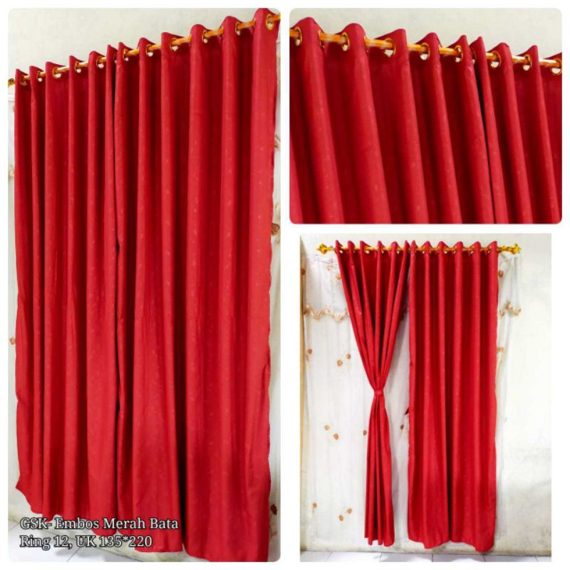 Harga Grosir!! Gorden Pintu Jendela Polos Embos Smokering Ukuran 135 x 220 CM