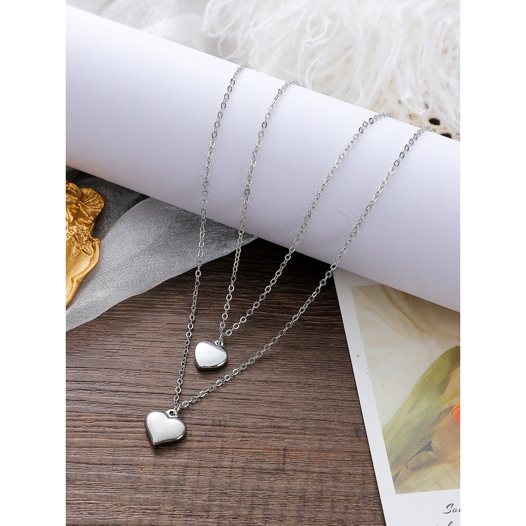 2pcs Kalung Choker Liontin Hati Kompas Bahan Titanium Untuk Pasangan