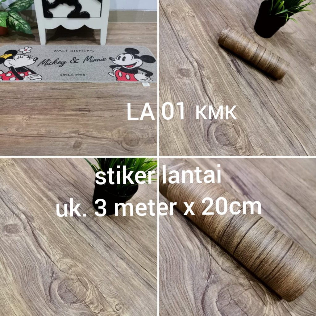 WALLPAPER STIKER STICKER LANTAI 3 METER X 20CM MOTIF KAYU DAPUR KAMAR LA 01 02 03 04 05 KERAMIK MEJA