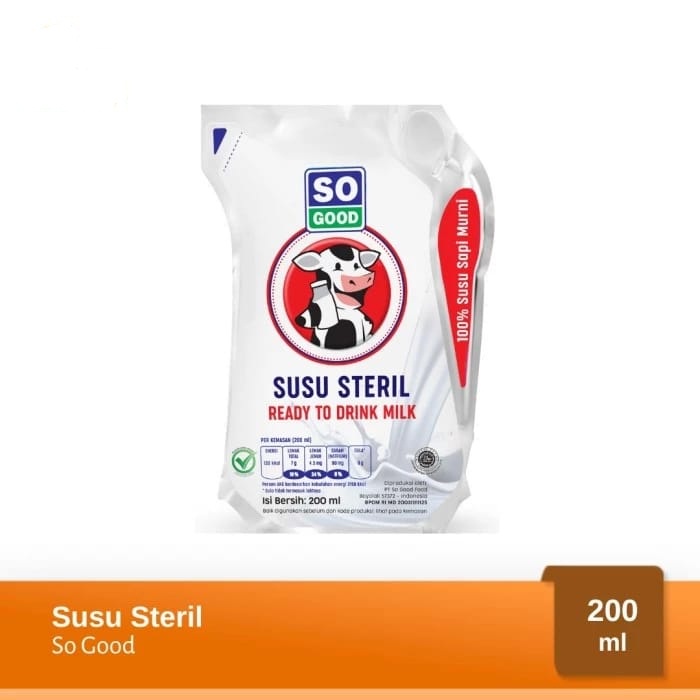 SUSU STERIL SO GOOD 200ML READY TO DRINK MILK HALAL