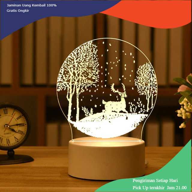 TD-DHA KERST Lampu Tidur 3D LED Transparan Warm White - Z-584