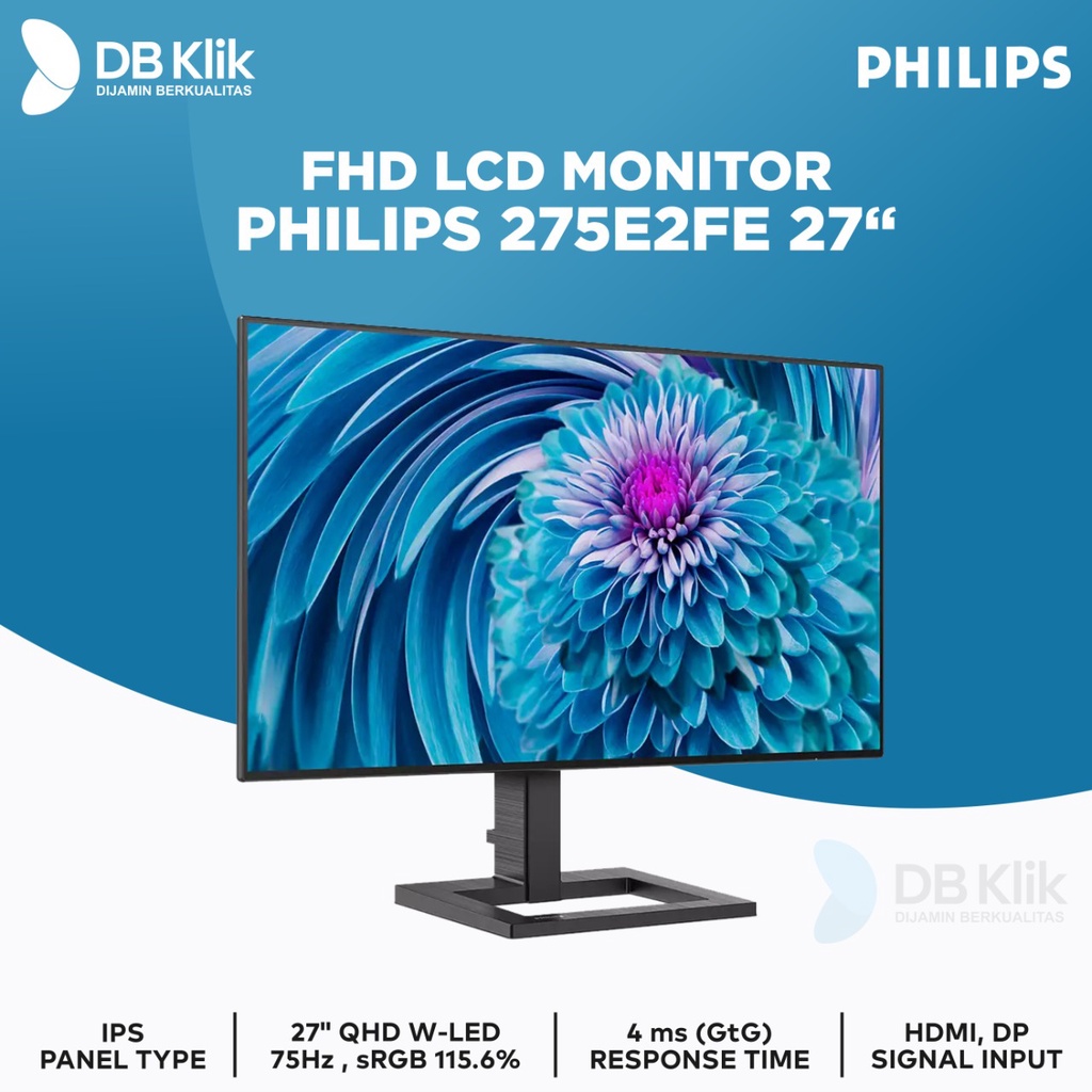 LED Monitor Gaming Philips 275E2FE 27 Inch 75Hz IPS QHD | HDMI DP