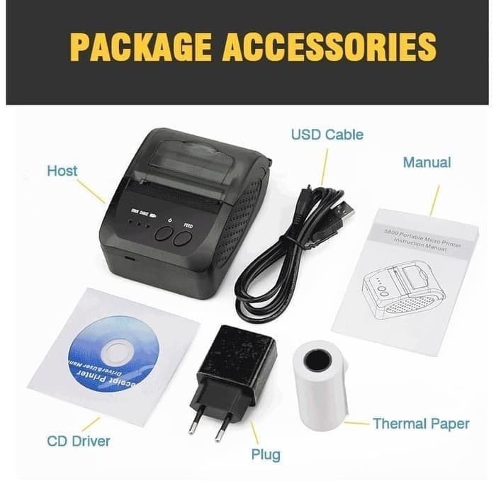 

A81Duya Printer Kasir Bluetooth 58Mm Thermal Zjiang-5809 Pro Support 8 Devices As71S0D
