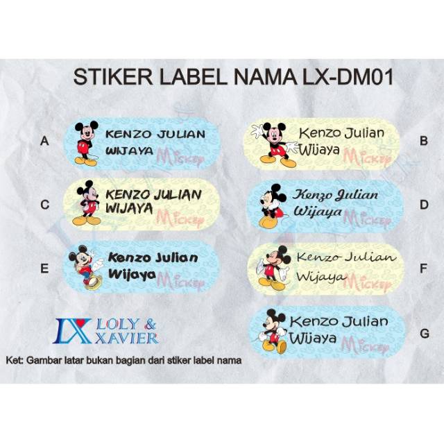 

Sticker label nama waterproof Mickey mouse