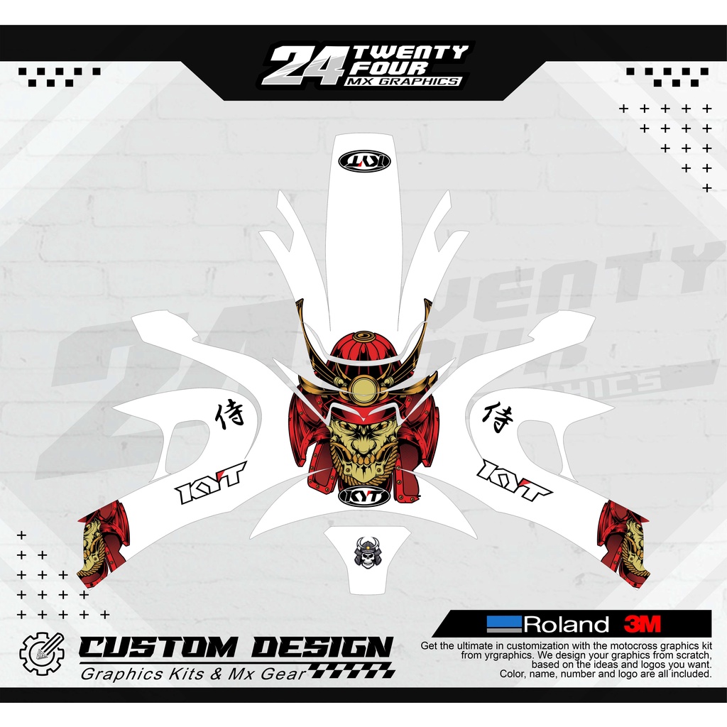 DECAL STICKER HELM KYT R10 TENGKORAK MERAH