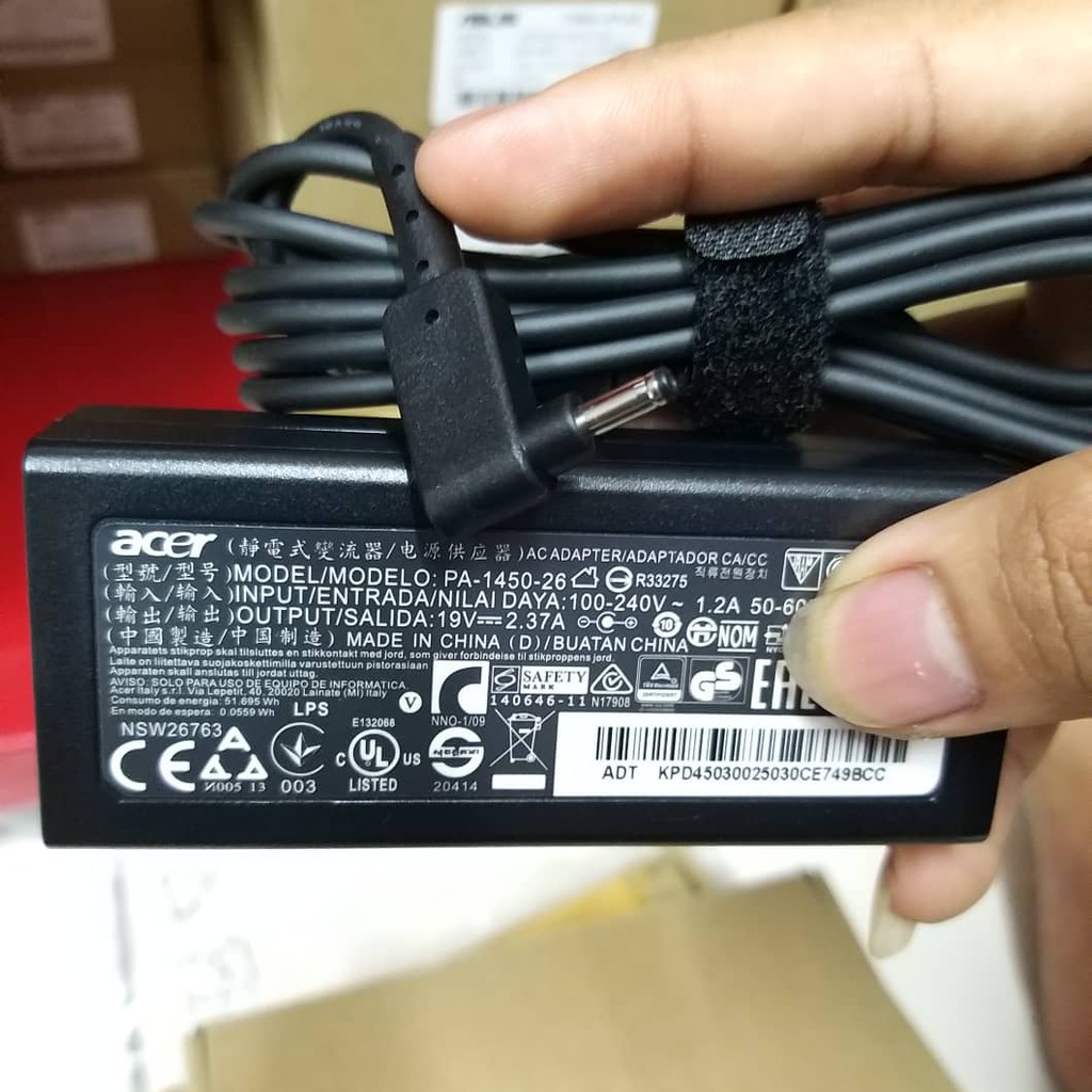 Adaptor Original Acer ES1-111 ES1-131 ES1-432~19V 2.37A 5.5*1.7mm