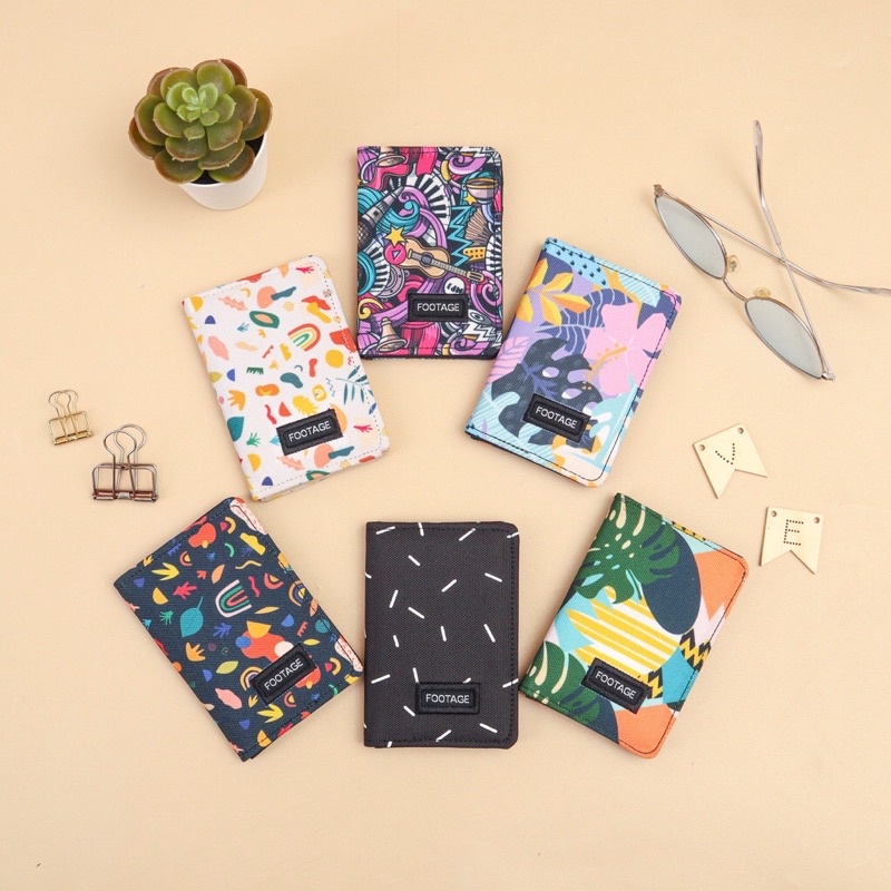 Dompet Kartu Lipat Kecil Card Holder Mini Tipis Simple Wallet Pria Wanita Canvas
