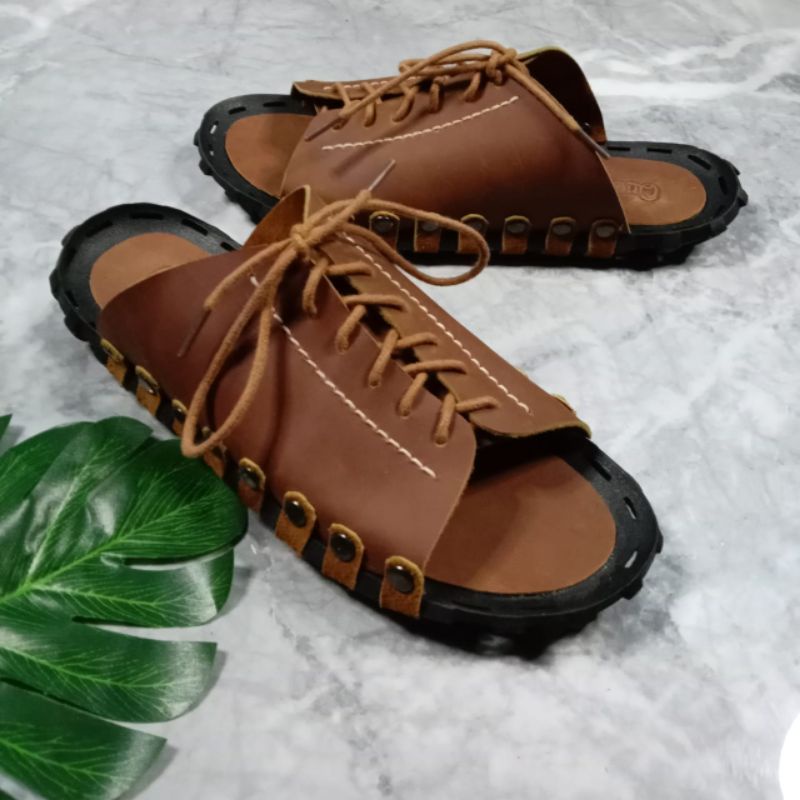 Sandal pria model tali kulit asli/Sandal kokop pria/Sandal casual pria kulit asli