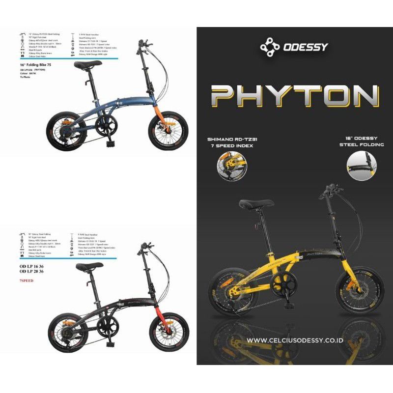 Sepeda Lipat 16 Inch ODESSY PHYTON 16 36  7 Speed Rem Cakram Murah