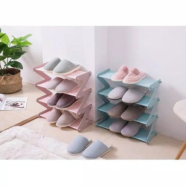 Rak Sepatu 4 Susun Shoe Rack Sandal Holder Mudah Bongkar Pasang Rak Sepatu Lipat Serbaguna Storage