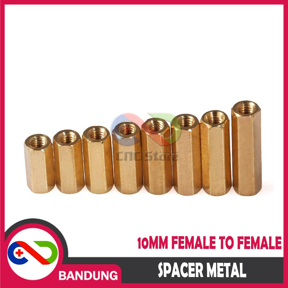 SPACER PCB METAL LOGAM 10x3MM FEMALE COOPER KUNINGAN HEXAGON PLUS BAUD