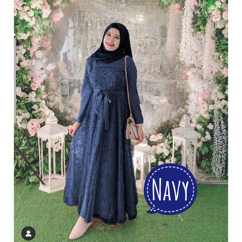 BJ - Maxi JELITA Wanita - Maxi Dress Kekinian - Bahan Moscrepe Kombi Tile Size L LD 100 - Gamis Dress Terbaru - Gamis Kondangan - Fashion Muslim