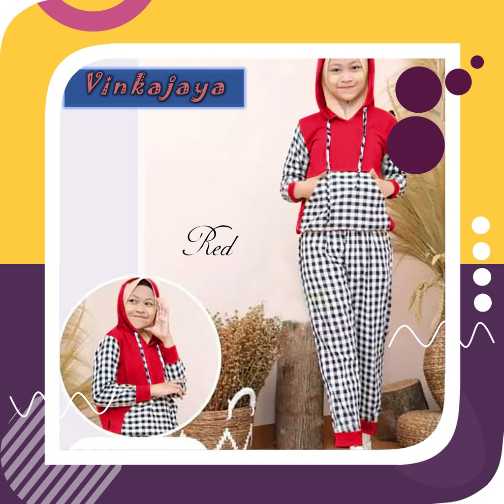 Baju Anak Perempuan Umur Usia 10 11 12 Tahun Thn Setelan Set Cewek Stelan Hoodie Syar'i Lengan Panja