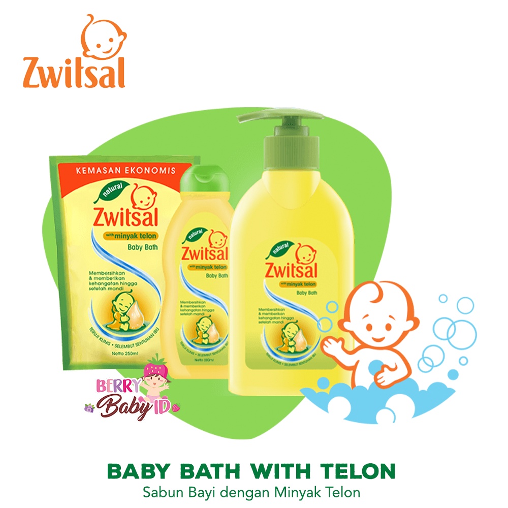 Zwitsal Natural Baby Bath With Minyak Telon Sabun Bayi Anak 300ml Berry Mart