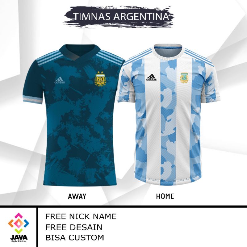 BAJU KAOS JERSEY ARGENTINA HOME / AWAY 2021 FULL PRINTING FREE NICK NAME TERLARIS DAN TERMURAH