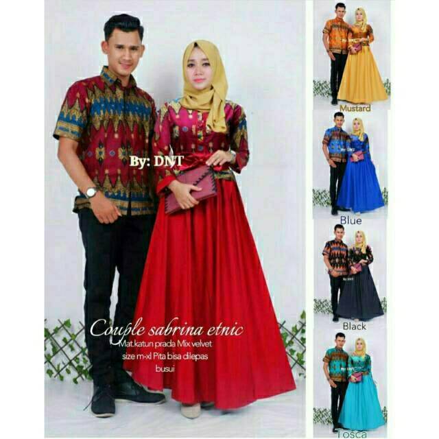 [ Bisa COD ] Couple Jasmin Ecnic Gamis Batik Kombinasi Kain Polos Kebaya Modern Model Gamis Murah