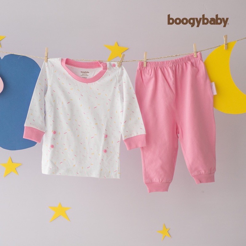 Boogybaby Candyland Long Top (Kancing leher) + Trousers set isi 2setel - Piyama Panjang