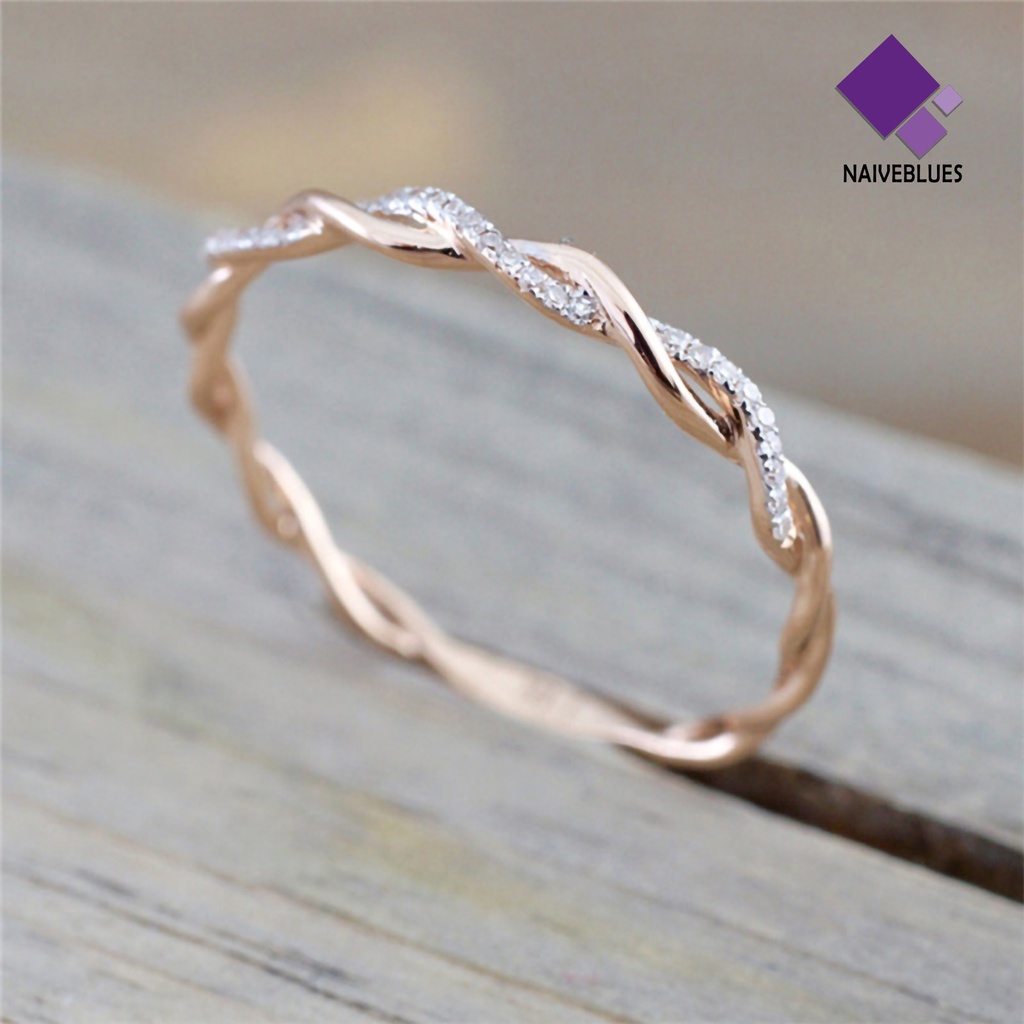 Naiveblue &gt; Cincin Model Lilit Bahan Alloy Hias Berlian Imitasi Untuk Wanita