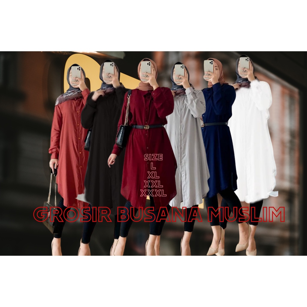 ATASAN WANITA TUNIK SERIES TERBARU FISA TUNIK SIZE TUNIK JUMBO XXXL LD 130 CM Baju Tunik Crinkle Polos Terbaru 2023