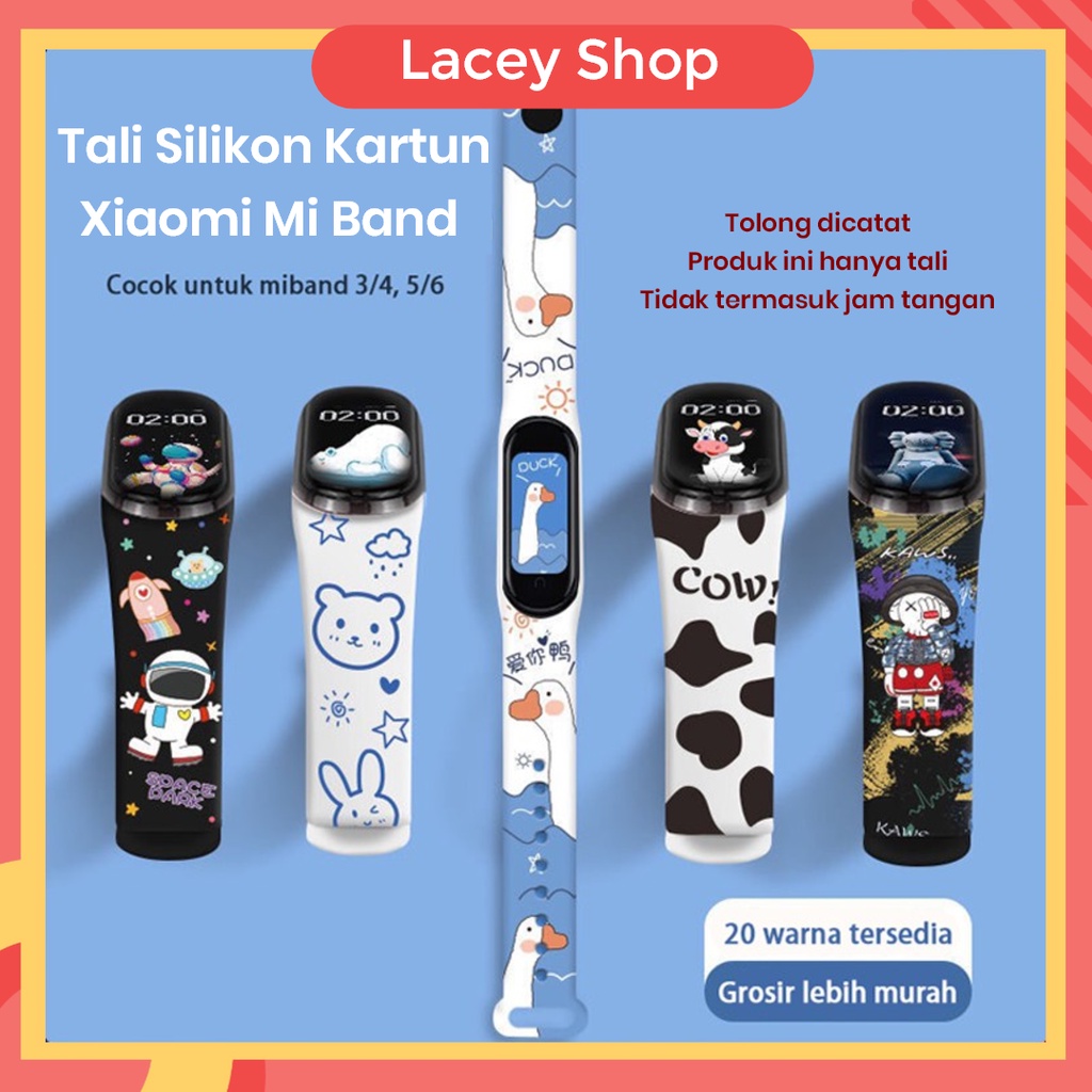 Silica Gel Strap  Mi Band 3 4 5 6 Motif Unik Cetak Kartun