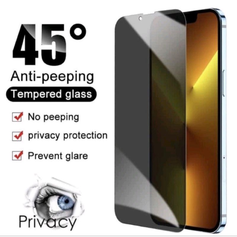 Glass Spy IPHONE 11 / 11 pro / 11 promax / 12 / 12 pro / 12 mini / 12 promax / 13 / 13 pro / 13 mini / 13 promax / 14 / 14pro / 14plus / 14max / 14promax  Tempered Glass Anti Spy/Anti Gores