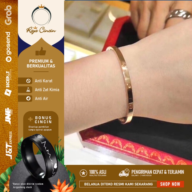 Gelang Titanium Wanita Anti Karat Asli Silver Cewek Korea Perak Premium Fashion Mewah Cartir 000D0