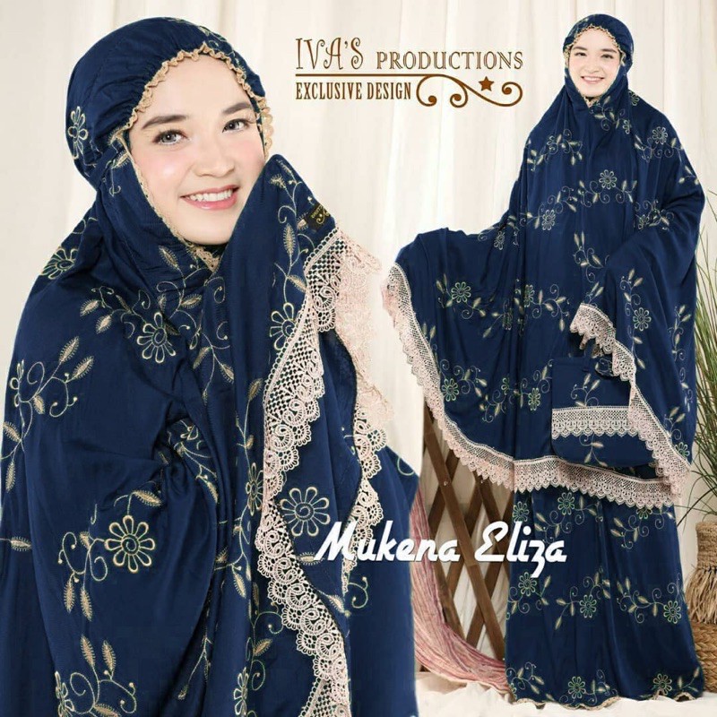 mukenah eliza,mukena rayon premium full bordir dan renda