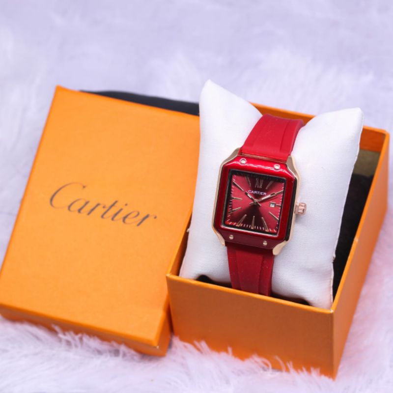 Jam Tangan Cartier Rubber Pria Wanita Terlaris Free Box Kasual