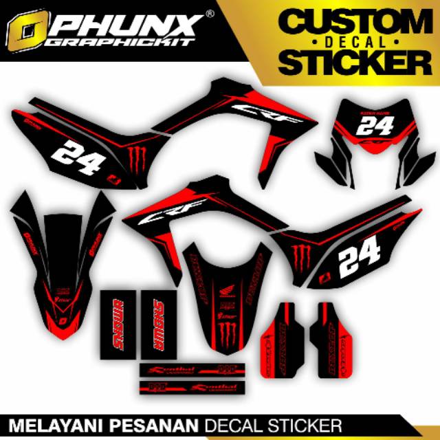 stiker decal crf 150 L black lis red