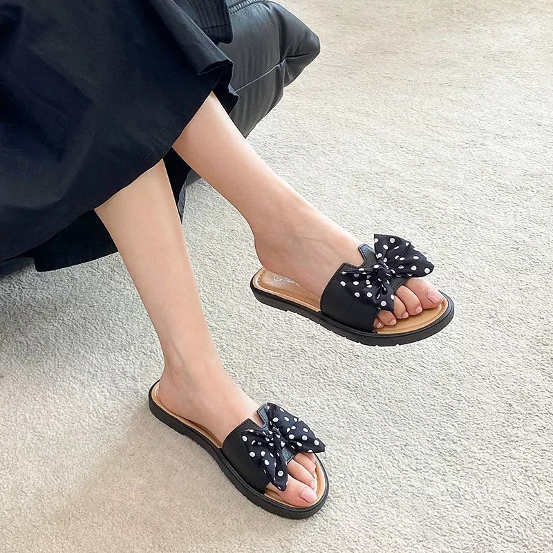 (GS) SANDAL WANITA MOTIF PITA POLKADOT SANDAL SELOP WANITA FLAT