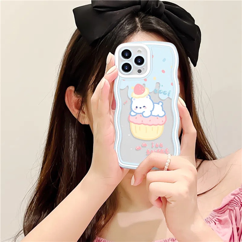 Casing Soft Case Karet Tebal Motif Kartun Beruang Untuk iPhone 14 13 12 11 Pro Max X Xr Xs Max 8 7 6 6s Plus