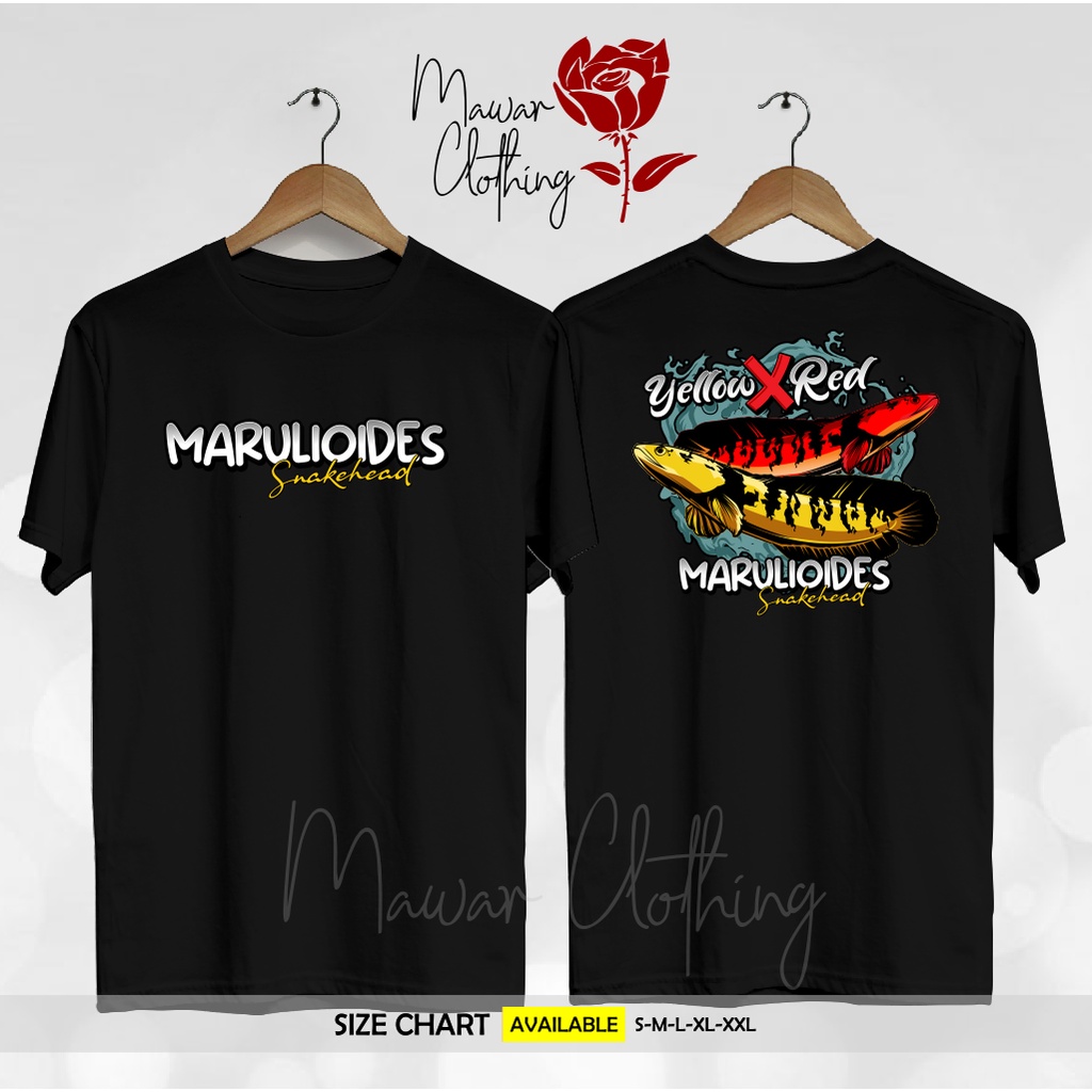 Kaos / Baju Channa SNAKEHEAD FISH THE PREDATOR KAOS IKAN CHANNA MARU MARULIOIDES Yellow X Red Terbar