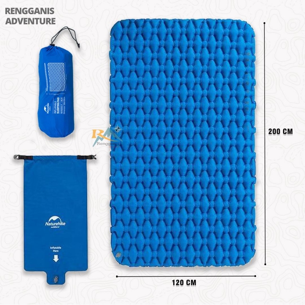 Matras Angin Double SLEEPING PAD NATUREHIKE NH19Z055-P FC 11 Kasur Angin Lipat Camping