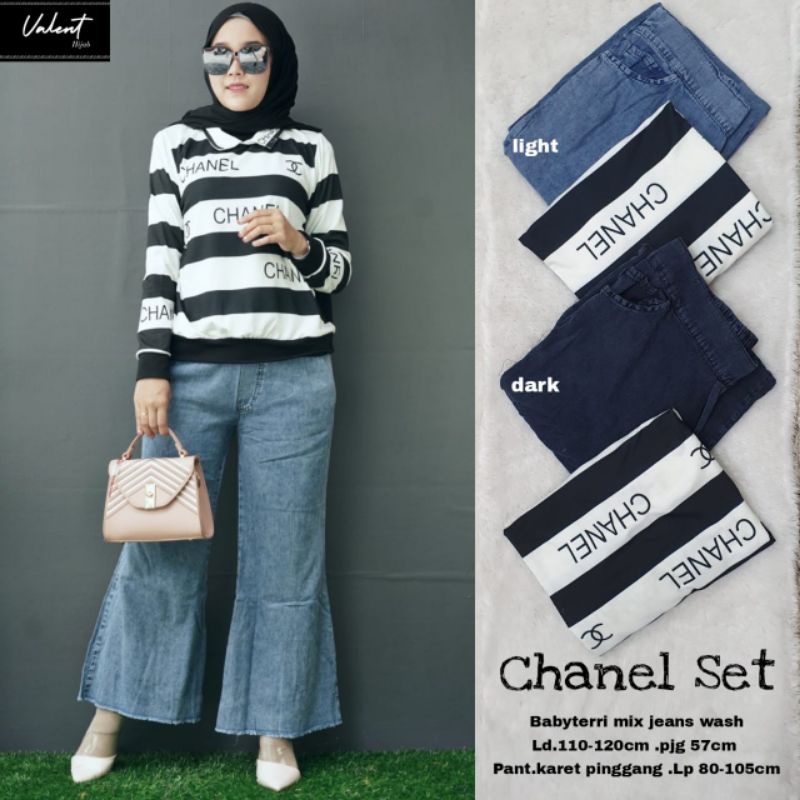 Setelan Celana Jeans Wanita Kekinian Chanel Series