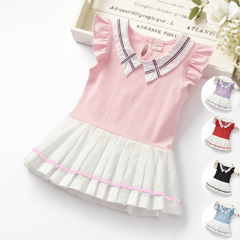 Bayi - 3 Tahun - Dress Anak Eun Ha | Baju Anak Perempuan Dres Lengan Pendek Dress Kensi Set Premium Korea ZR Vedia Merah Putih