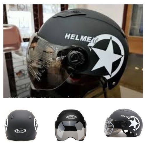 Helm Sepeda Plus Kaca Half Face Helmet Zoro J4RS01BK Black 111117