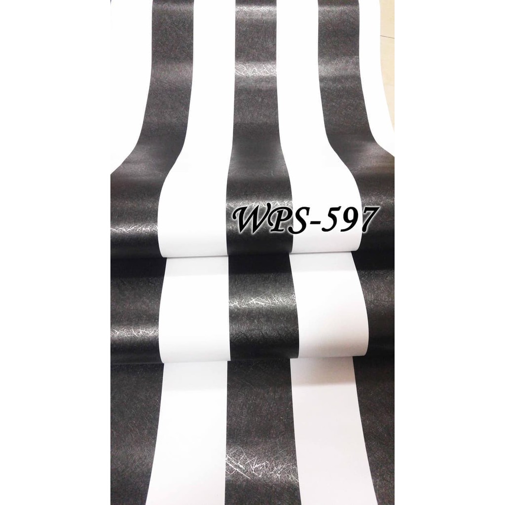 Wallpaper Dinding Black White Line ratudinding Stiker Dekorasi Tembok Motif Garis Hitam Putih WPS597