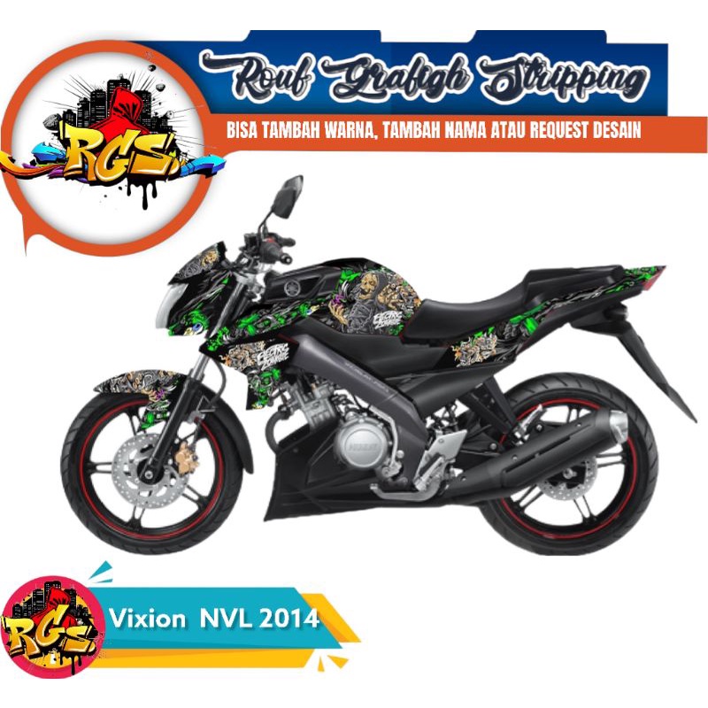 Decal Sticker • Decal Sticker Vixion NVL 2014 Full Body Motif Tengkorak