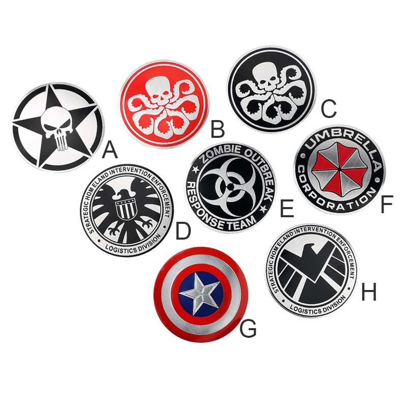 1Pc Stiker Emblem Desain Corporation s.h.i.e.l.d Shield Hydra Logo 3D Bahan Metal untuk Mobil