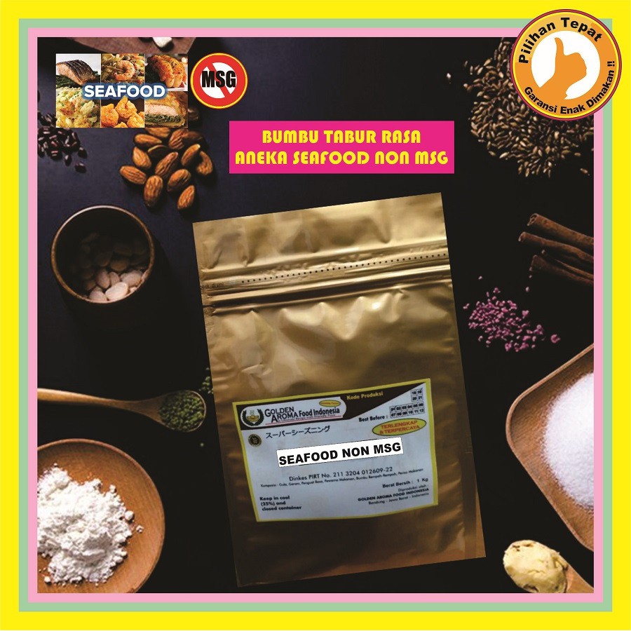 GAFI Food Bumbu Tabur Aneka Rasa Seafood NON MSG 1 Kg Enak Murah Lezat Gurih Halal, Various Seafood 