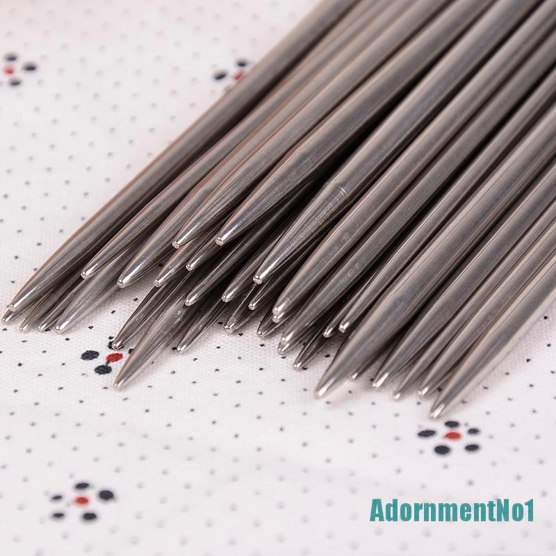 (AdornmentNo1) 35pcs Jarum Rajut Lurus Bahan Stainless Steel Panjang 20cm