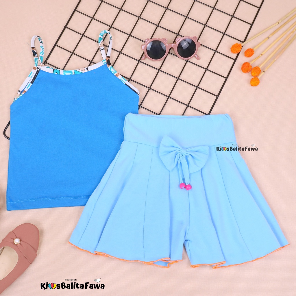 Setelan Mixed Pop uk 1-2 Tahun / Atasan Anak Perempuan Tanktop Rok Celana Polos Set Baju Kensi Cewek