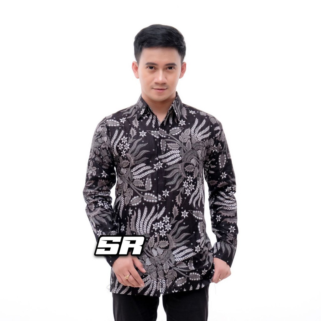 Batik Pria Lengan Panjang BATIK NAKULA HRB026 motif KERATONAN Kode 002 size M L XL XXL Reguler