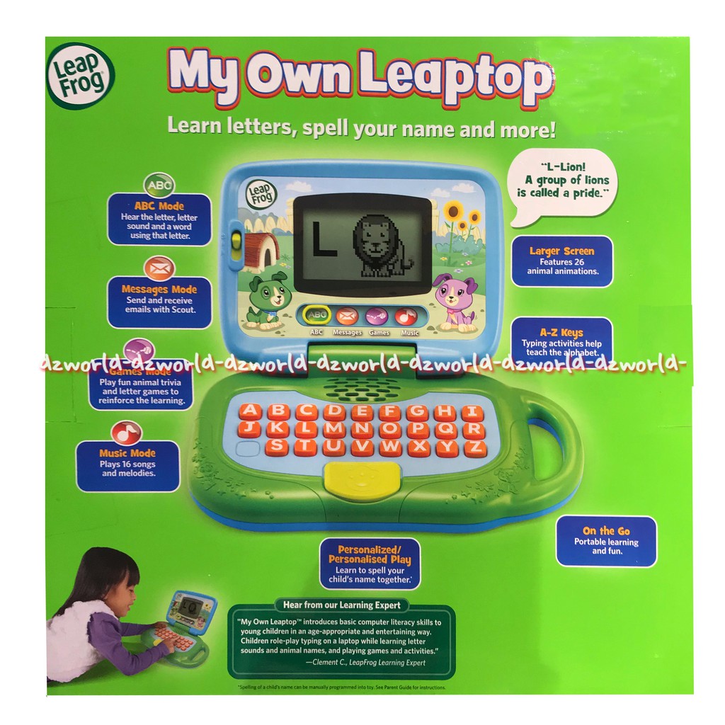 Leap Frog My Own Leaptop laptop mainan untuk mengajarkan balita tentang alfabet dan suara hewan