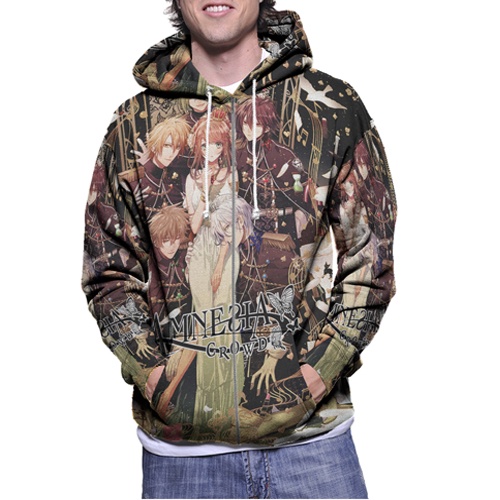 Jaket Hoodie Zipper Fullprint Amnesia Crowd Bahan Polyester Jersey [Hoodie Dengan Ritsleting] Zipper